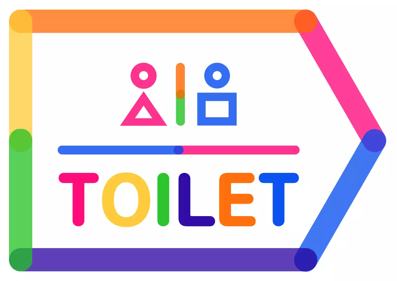 Kleurrijke, schattige aanwijzingen voor toiletpictogrammen in pictogramstijl