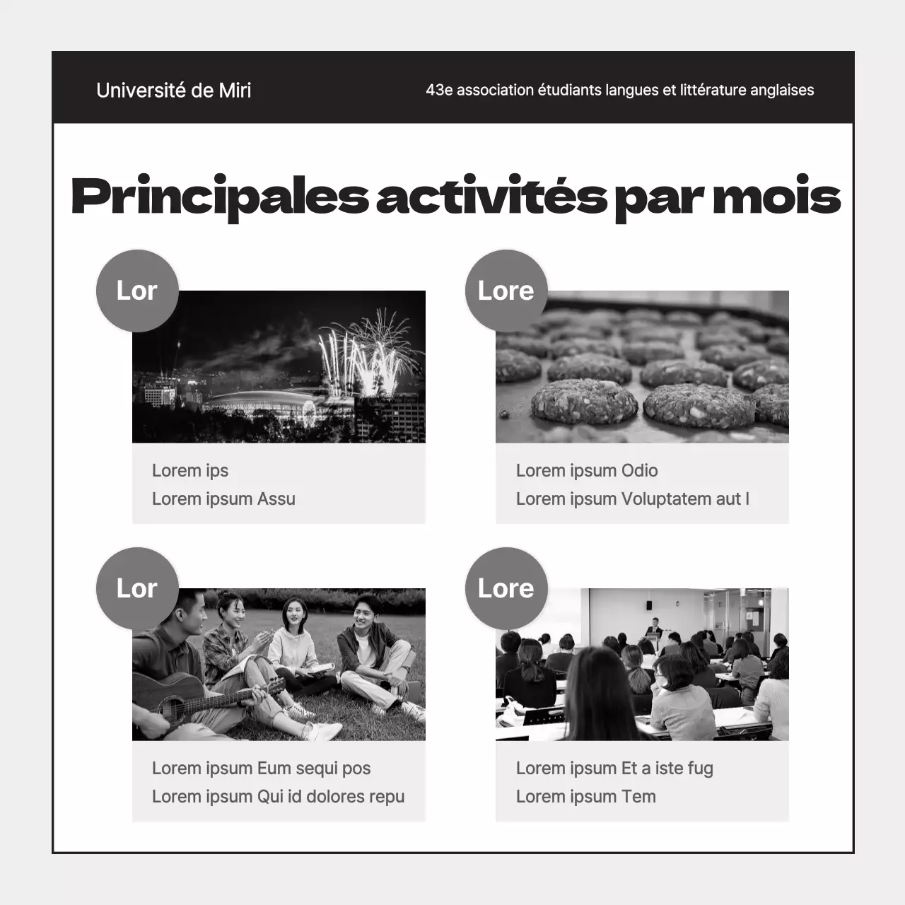 Un simple rapport d'activité du syndicat étudiant en gris et noir