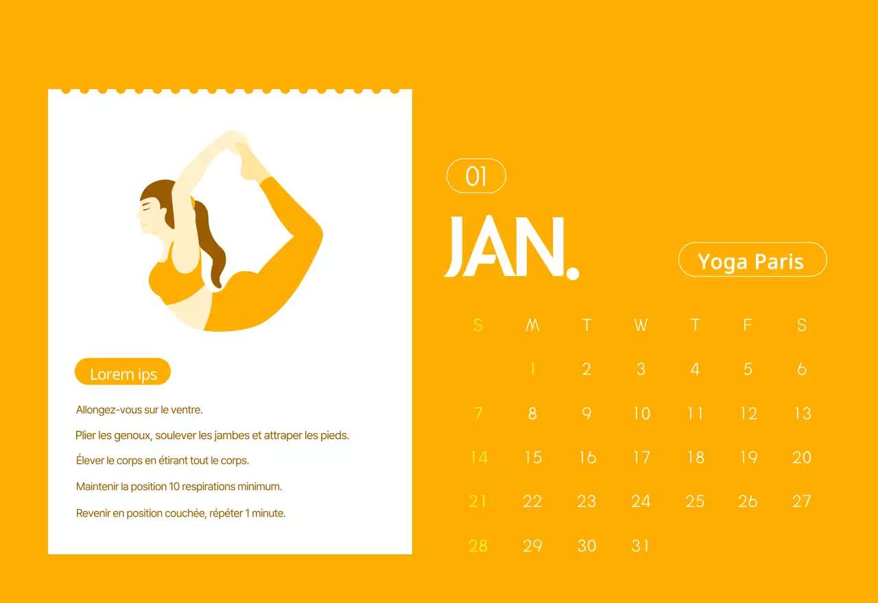 Calendriers orange à distribuer lors de la promotion de votre studio de yoga