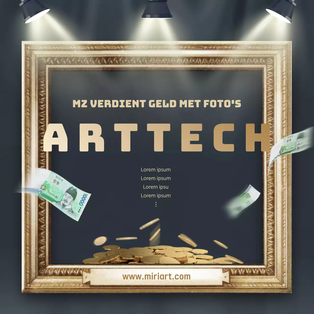 ArtTech Informatiethema met Gouden Luxueuze Galerij Concept