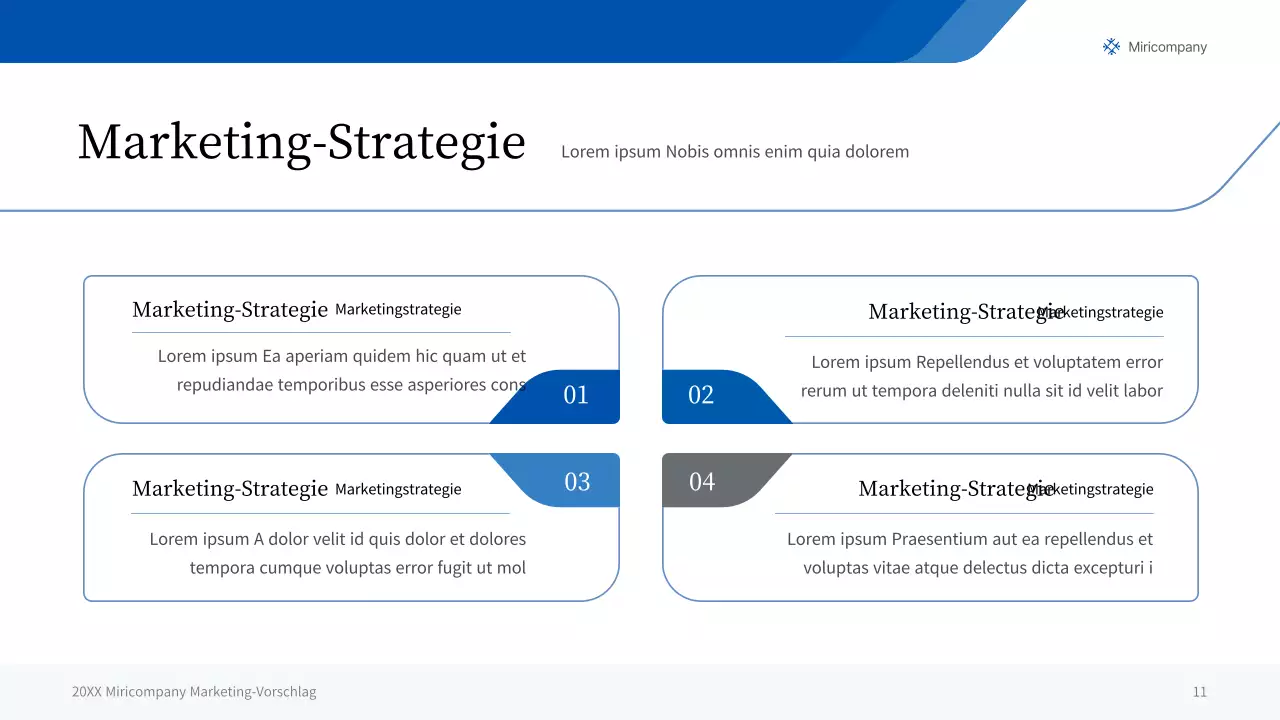 Eine einfache Geschäftspräsentation in Blau- und Grautönen