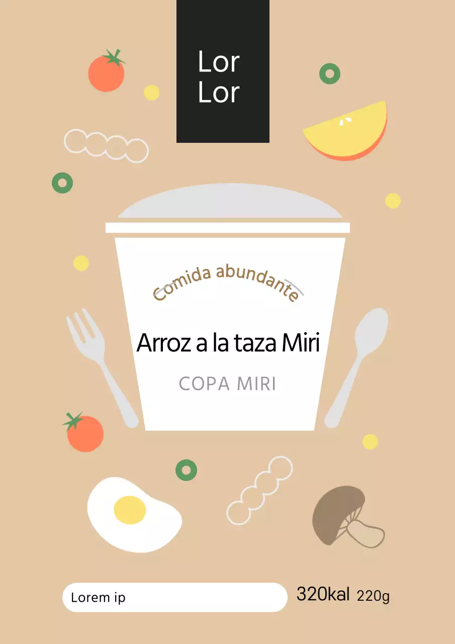 Bonito póster de diseño de etiqueta de producto cupsalad en beige