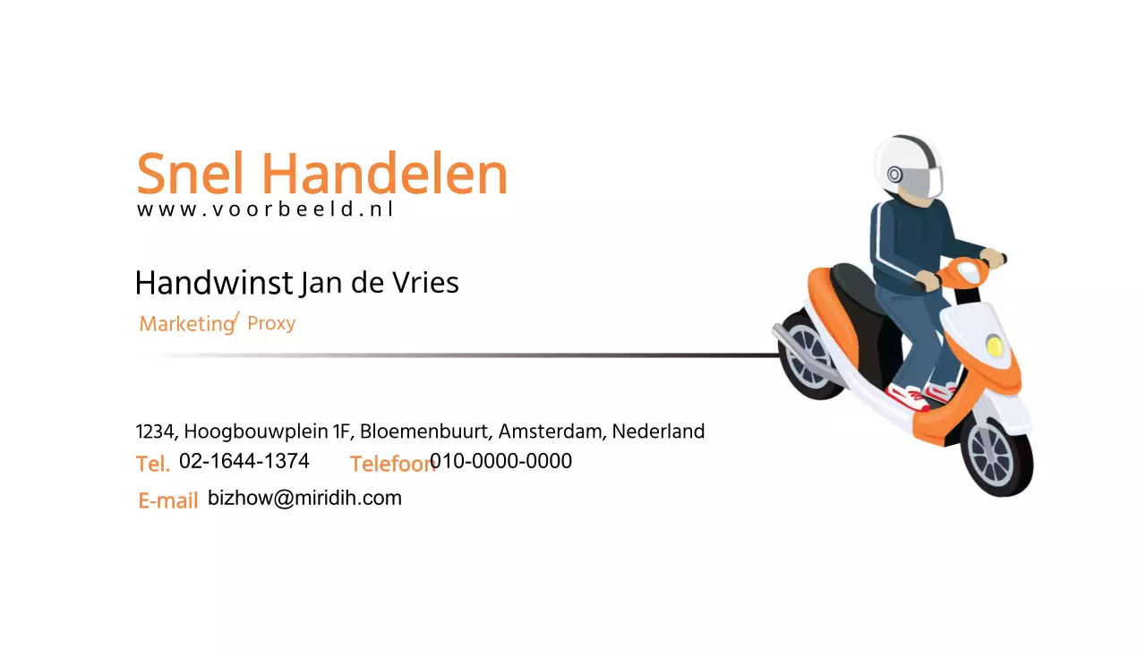 Visitekaartjes voor bezorger