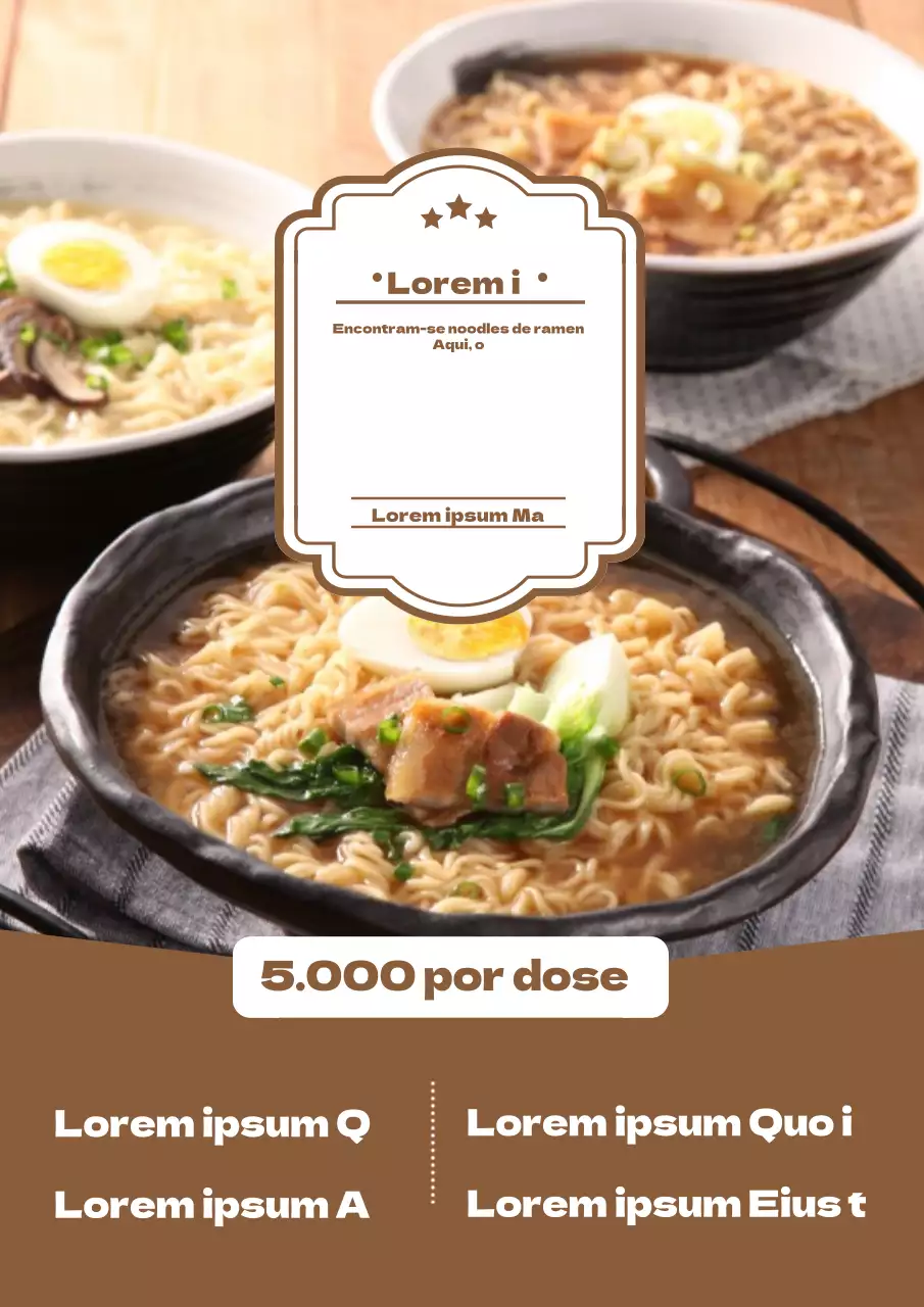 Folheto de apresentação do menu de comida ramen