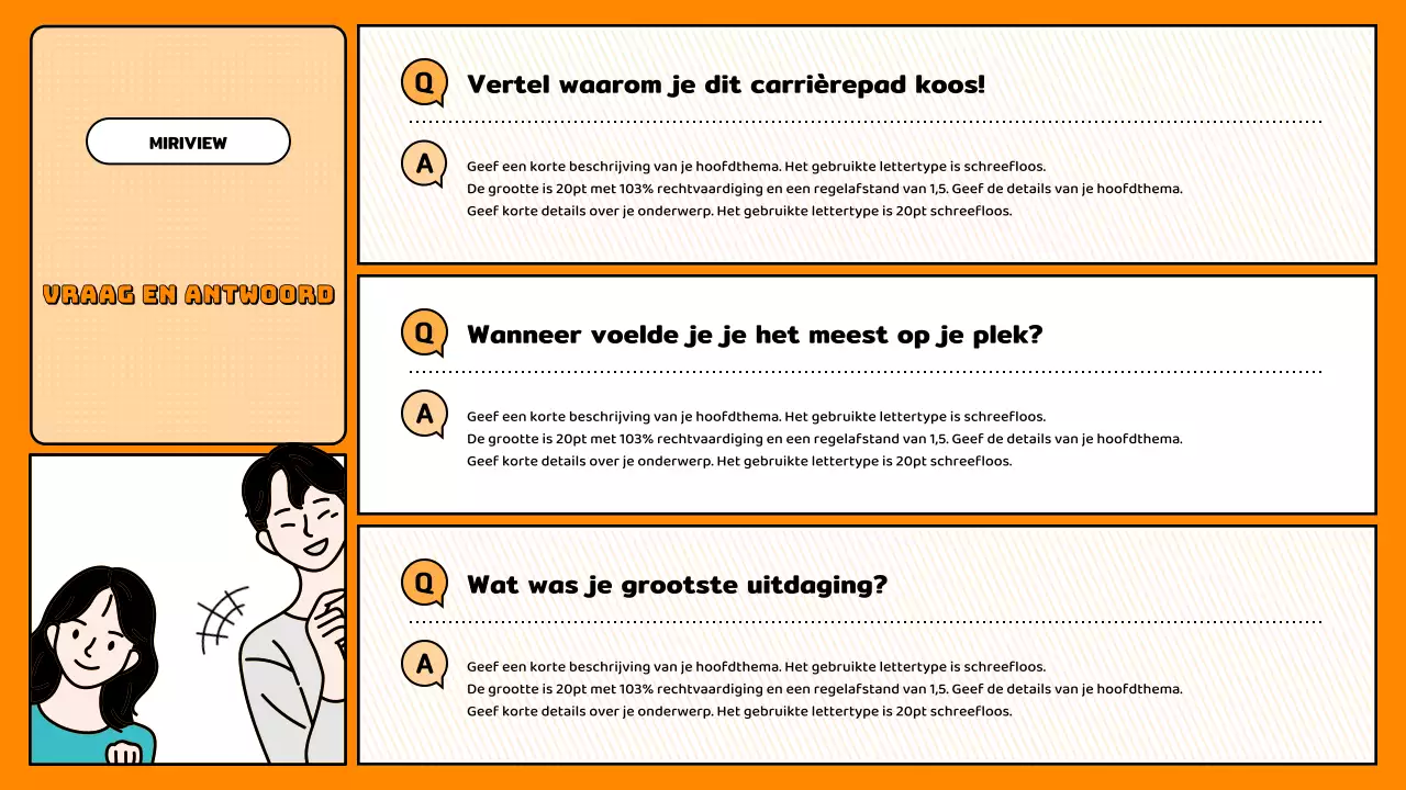 Eenvoudige oranje vraag-en-antwoordpresentatie