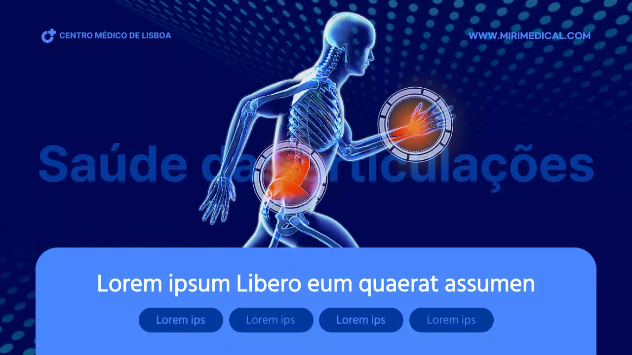 Informações médicas de saúde conjuntas a azul e vermelho