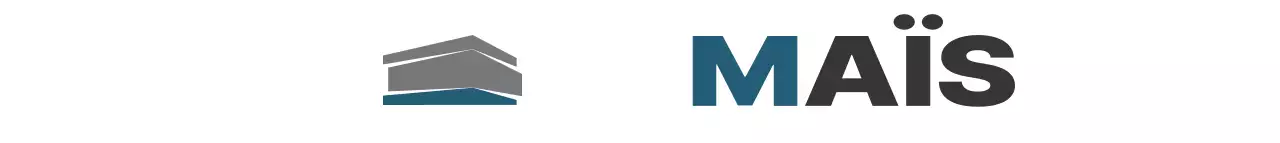 Promotion d'une entreprise d'aménagement intérieur avec un logo gris et bleu.