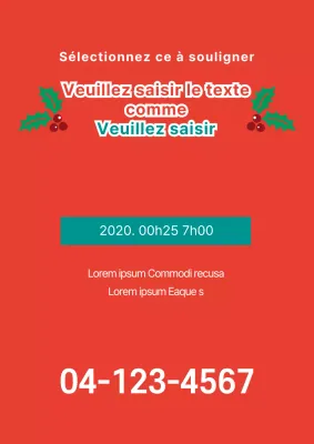 Promotion d'un événement avec texte lourd et illustration d'une décoration de Noël rouge et turquoise