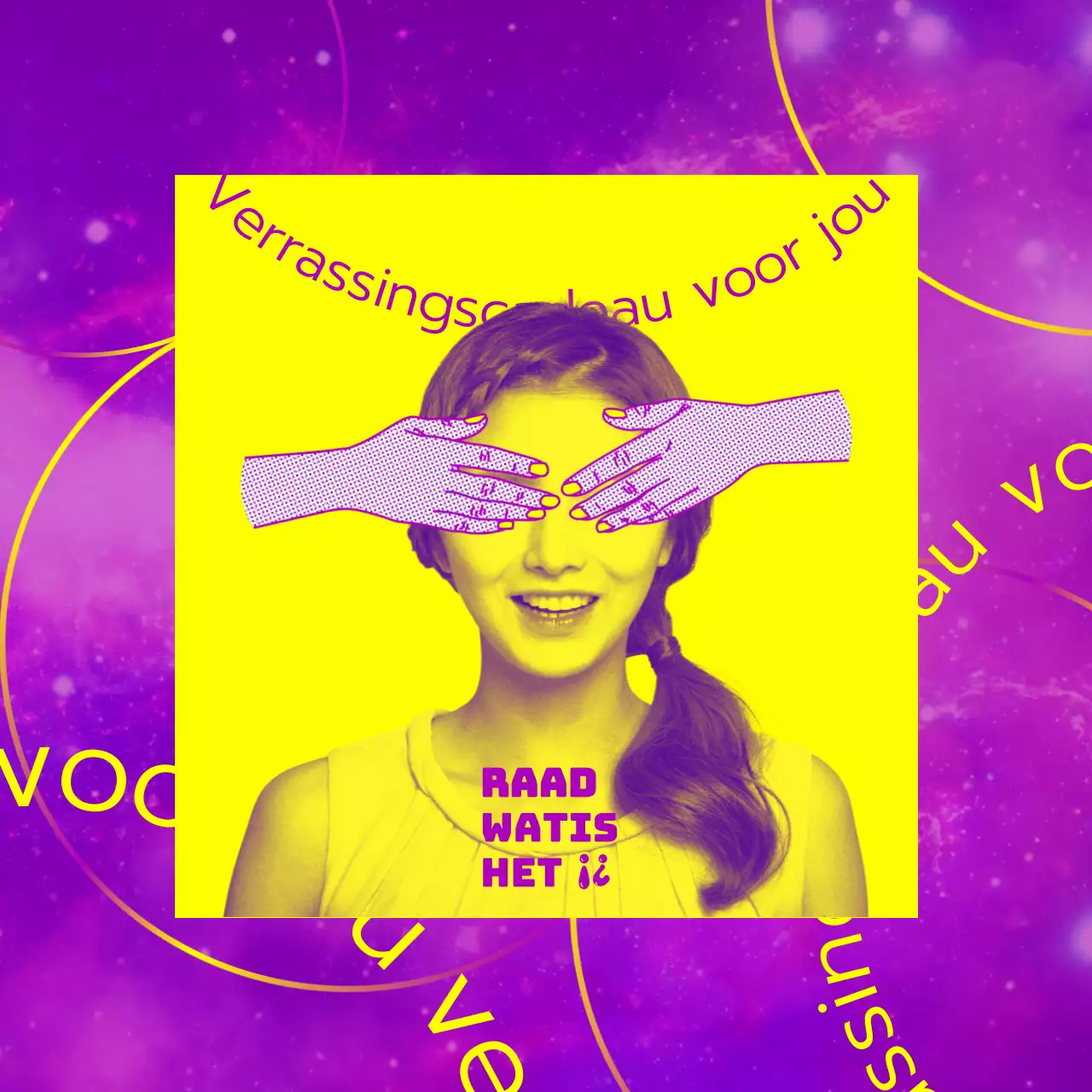 Kitscherige paarse en gele giveaway event post