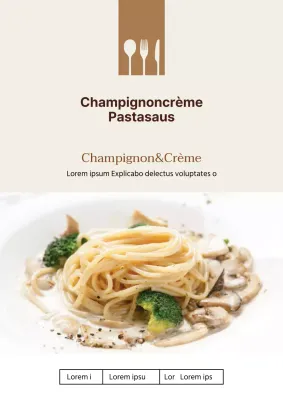 Moderne romige pastasaus label ontwerp poster in beige kleur