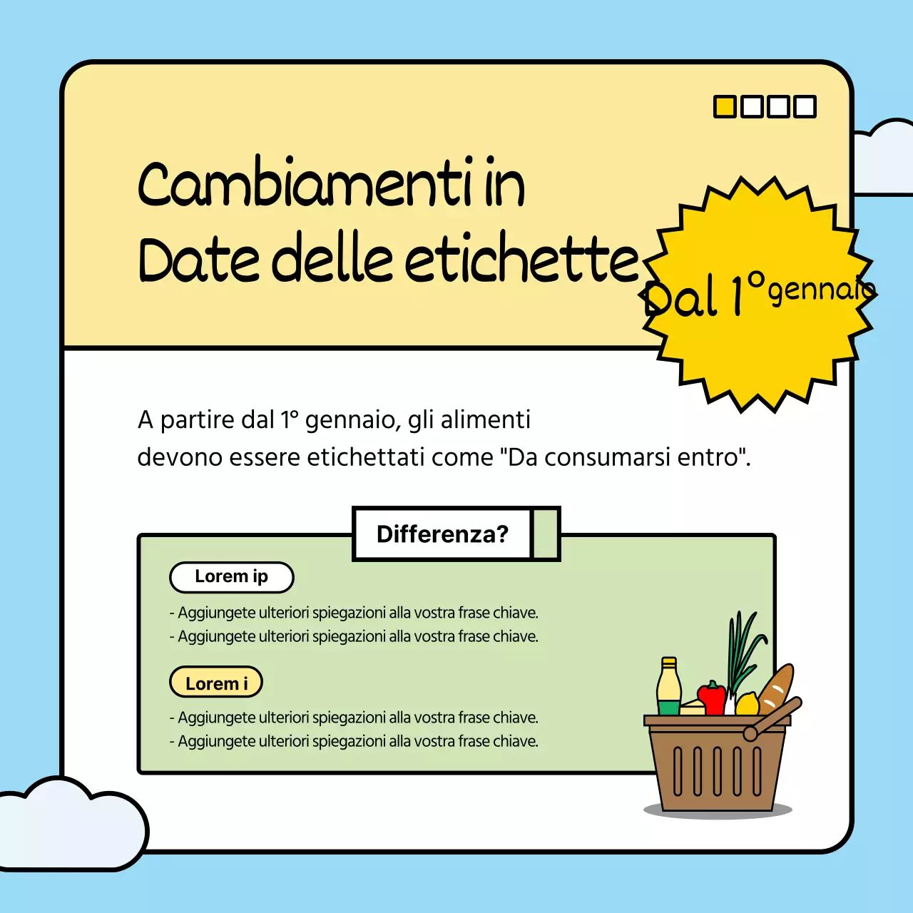 Presentiamo i cambiamenti della politica di quest'anno con un simpatico coniglietto in una combinazione di colori blu e verde.