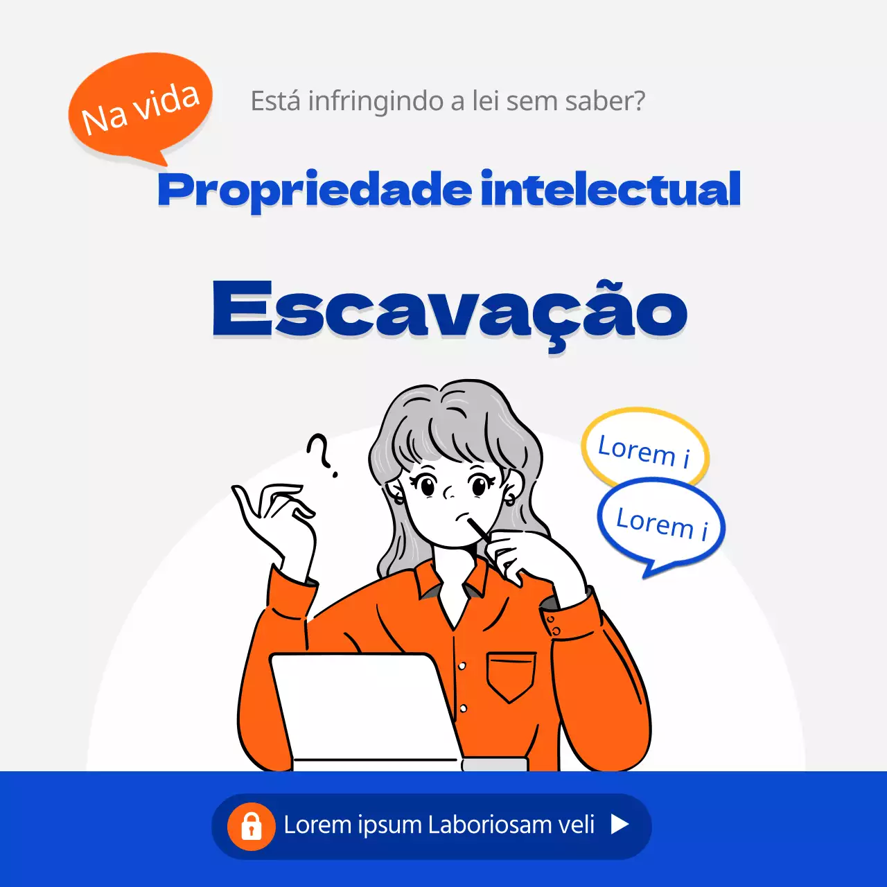 Investigar a propriedade intelectual azul e laranja
