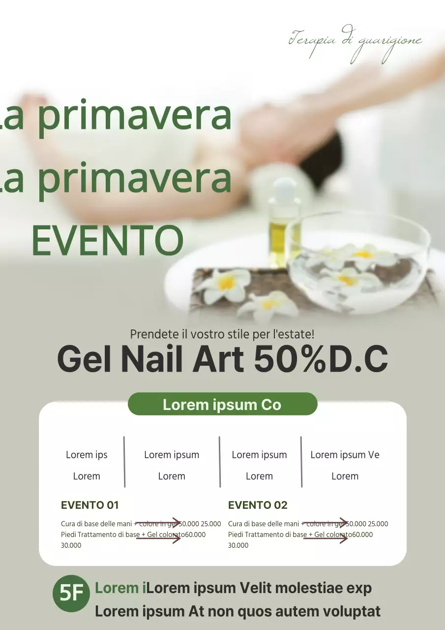 Volantino per eventi del salone di bellezza Sleek in beige