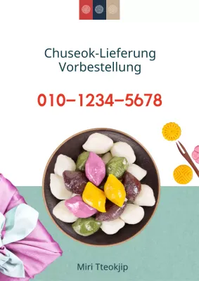 Werbung für Gruppenvorbestellungen mit einem Foto einer rot-schwarzen Lunchbox