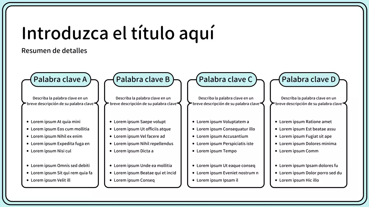 Resalte las palabras clave con un estilo de línea simple en amarillo y menta