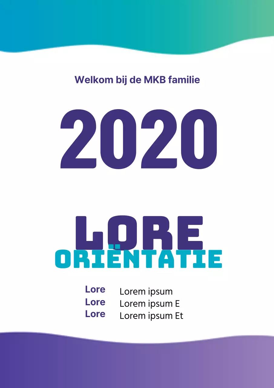 Eenvoudige zakelijke flyer voor seminar nieuwe medewerkers in paars en lichtblauw