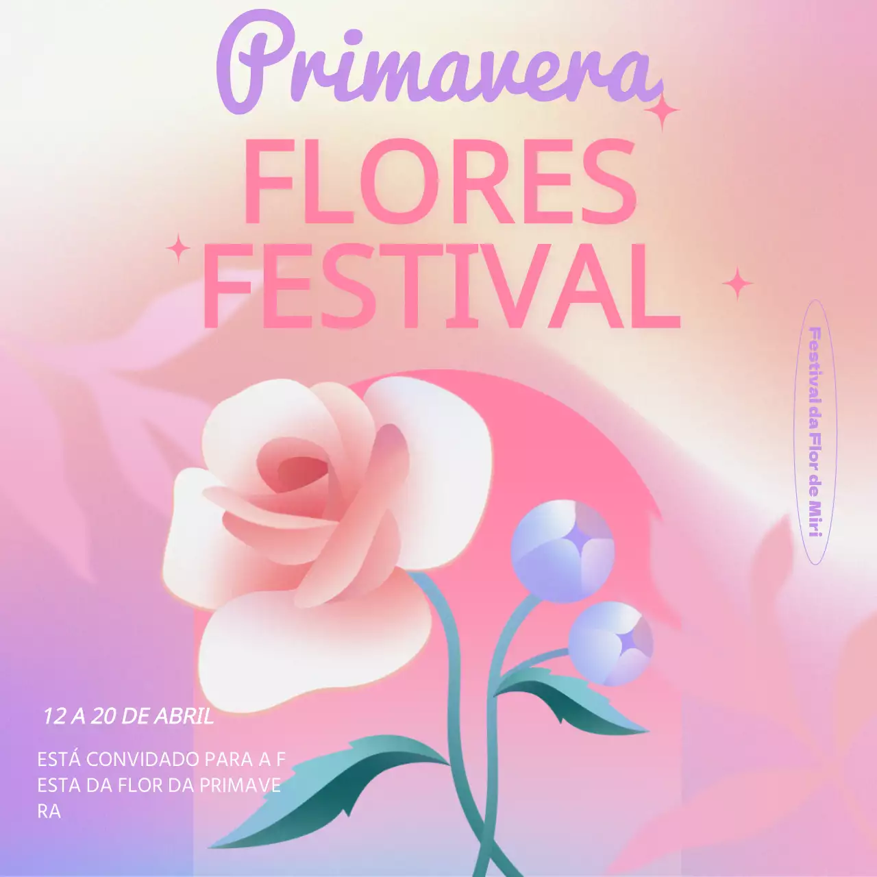 Promover um festival de flores da primavera com um tema de gradiente cor-de-rosa