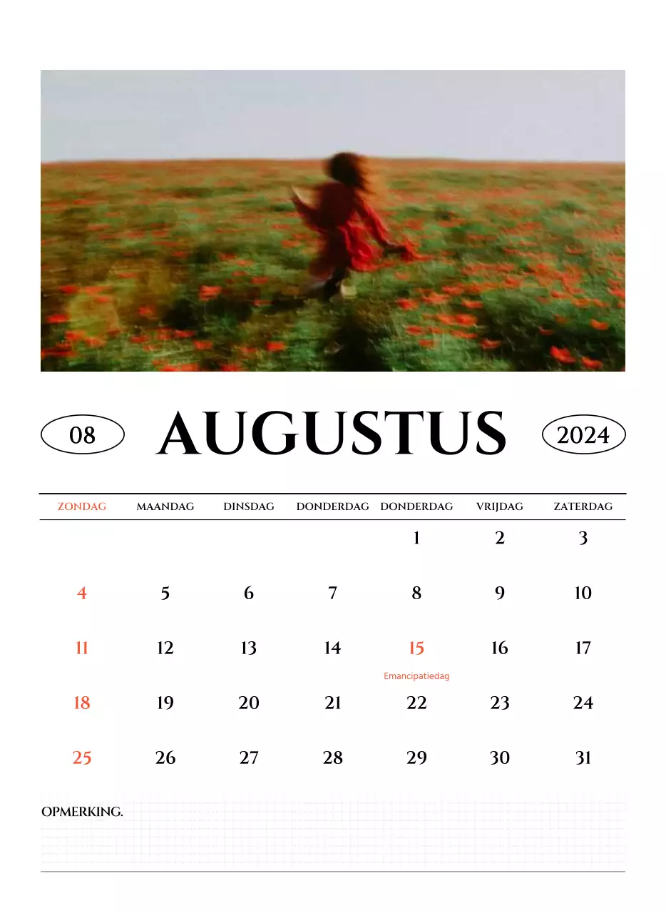 Eenvoudige stijl muurkalender met zwart-wit emotionele reisfotografie concept