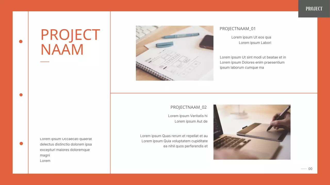 Een eenvoudige, georganiseerde portfolio voor een universiteitsstudent in oranje