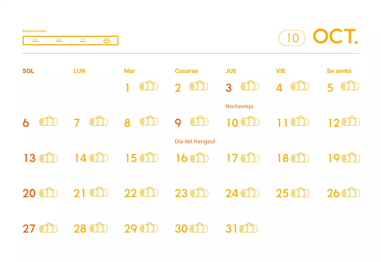 Calendarios naranjas para regalar cuando promocione su estudio de yoga