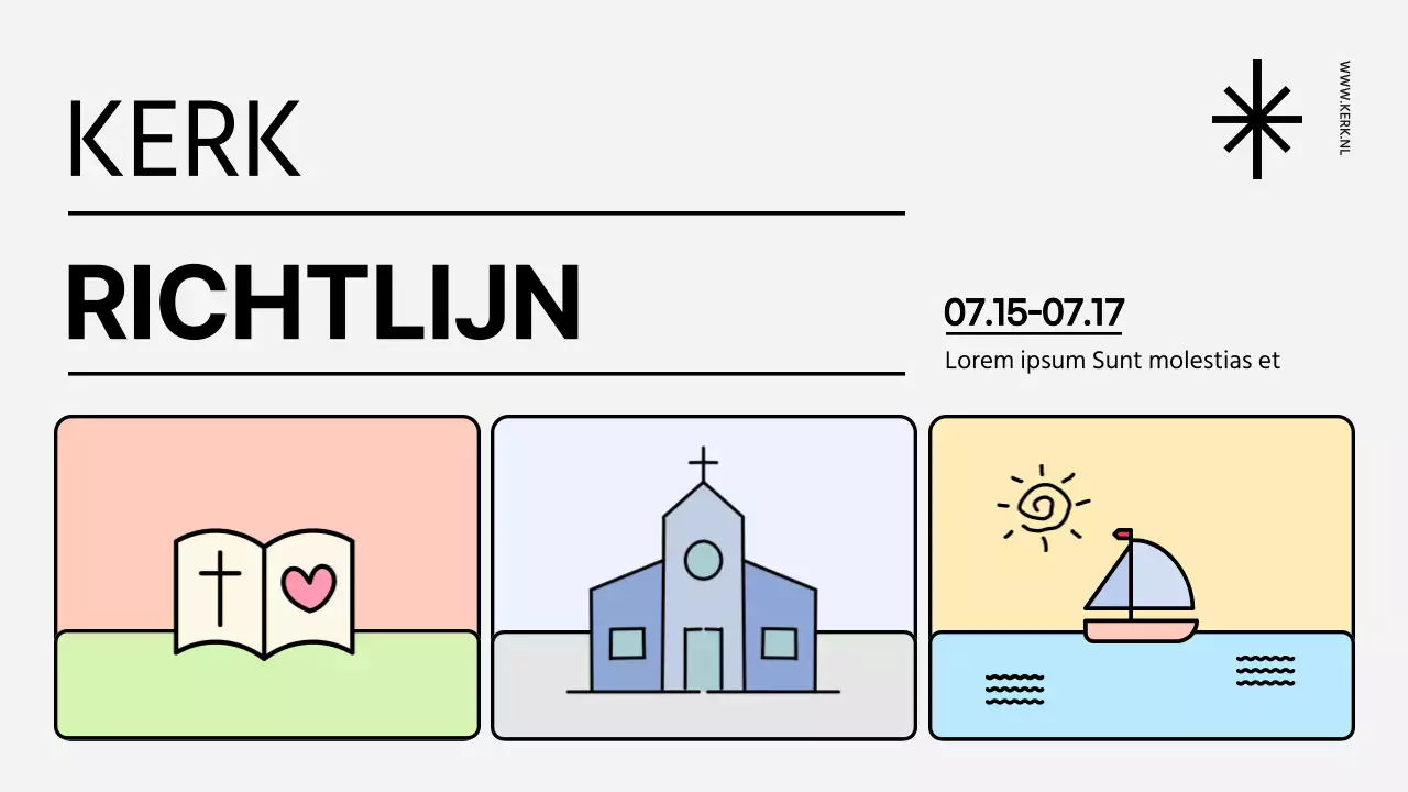 Een strakke, pastelkleurige kerkzomermissiebrochure