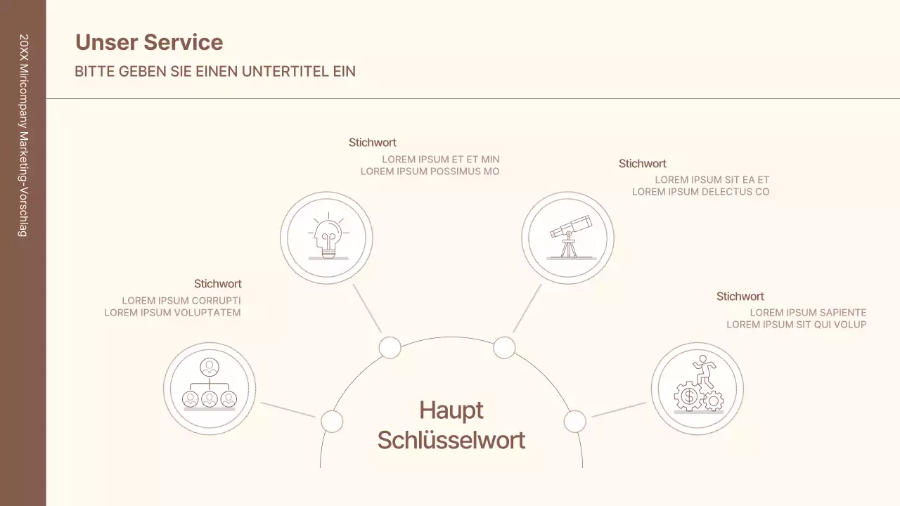 Ein Business-Konzept-Kit mit minimalistischen und einfachen Linien in Braun.