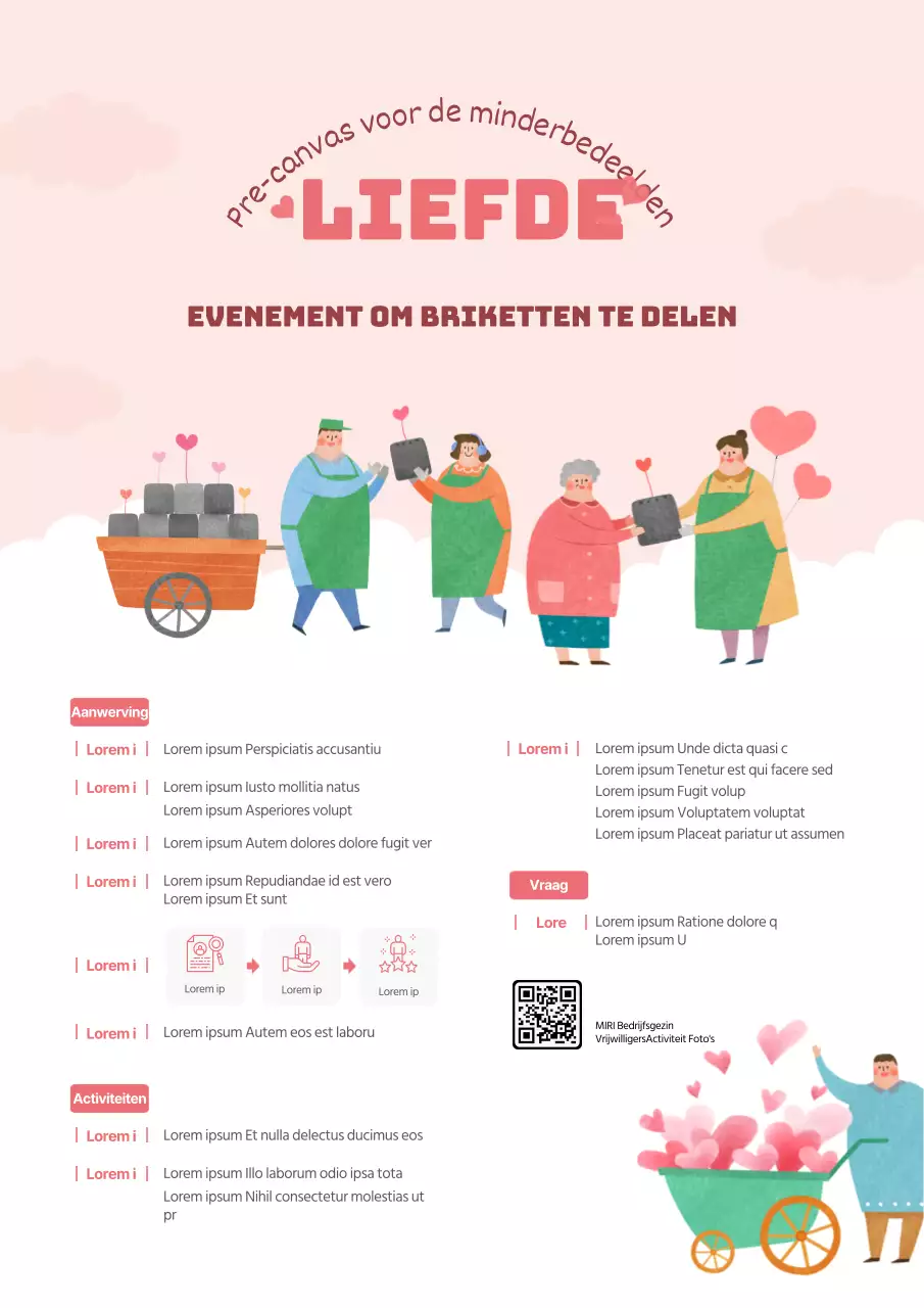 Evenementposter met illustraties in roze tinten