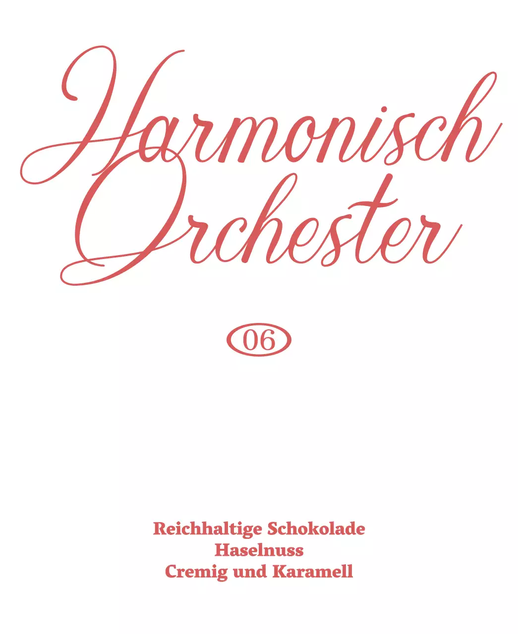 Tropfkaffee mit roten und weißen Akzenten in Kursivschrift