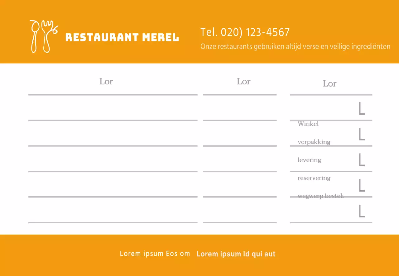 Restaurant bestellingen