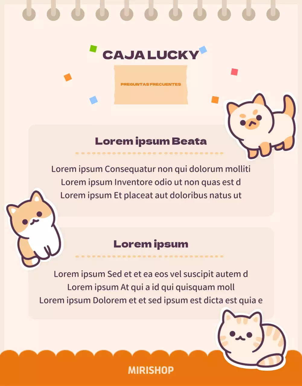 Presentamos la bonita caja aleatoria de papelería naranja y beige Cat Daku