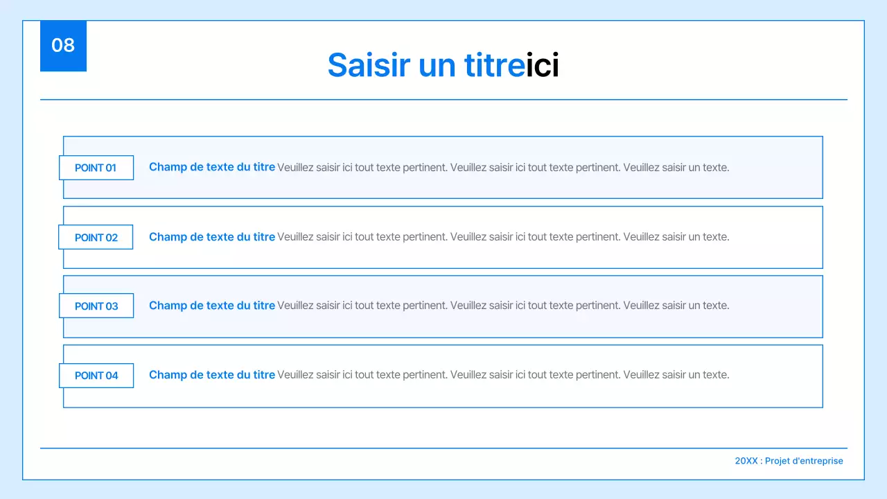 Un plan d'affaires simple en blanc et bleu