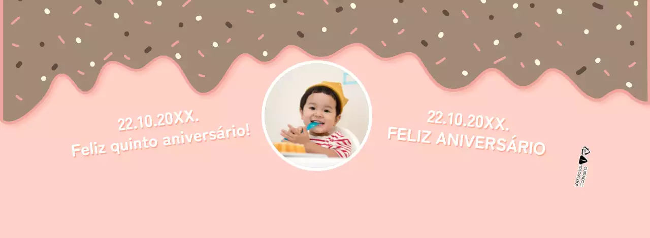 Porta-copos para gelado cor-de-rosa com motivos de feliz aniversário