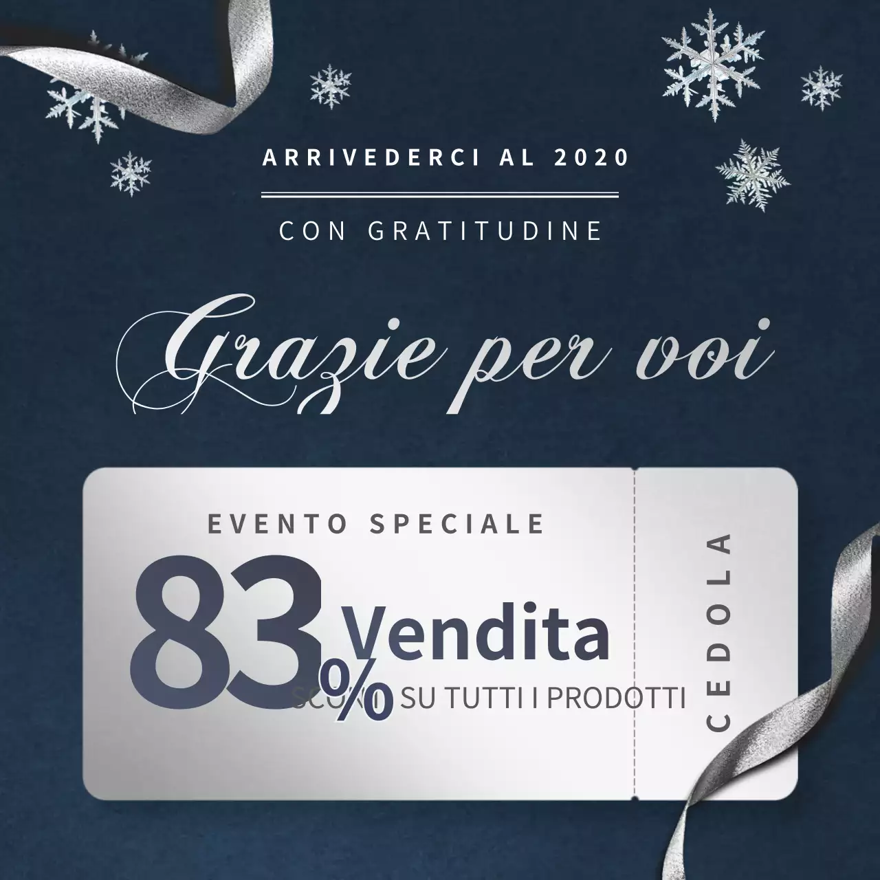 Striscione per le vendite natalizie in blu navy e argento