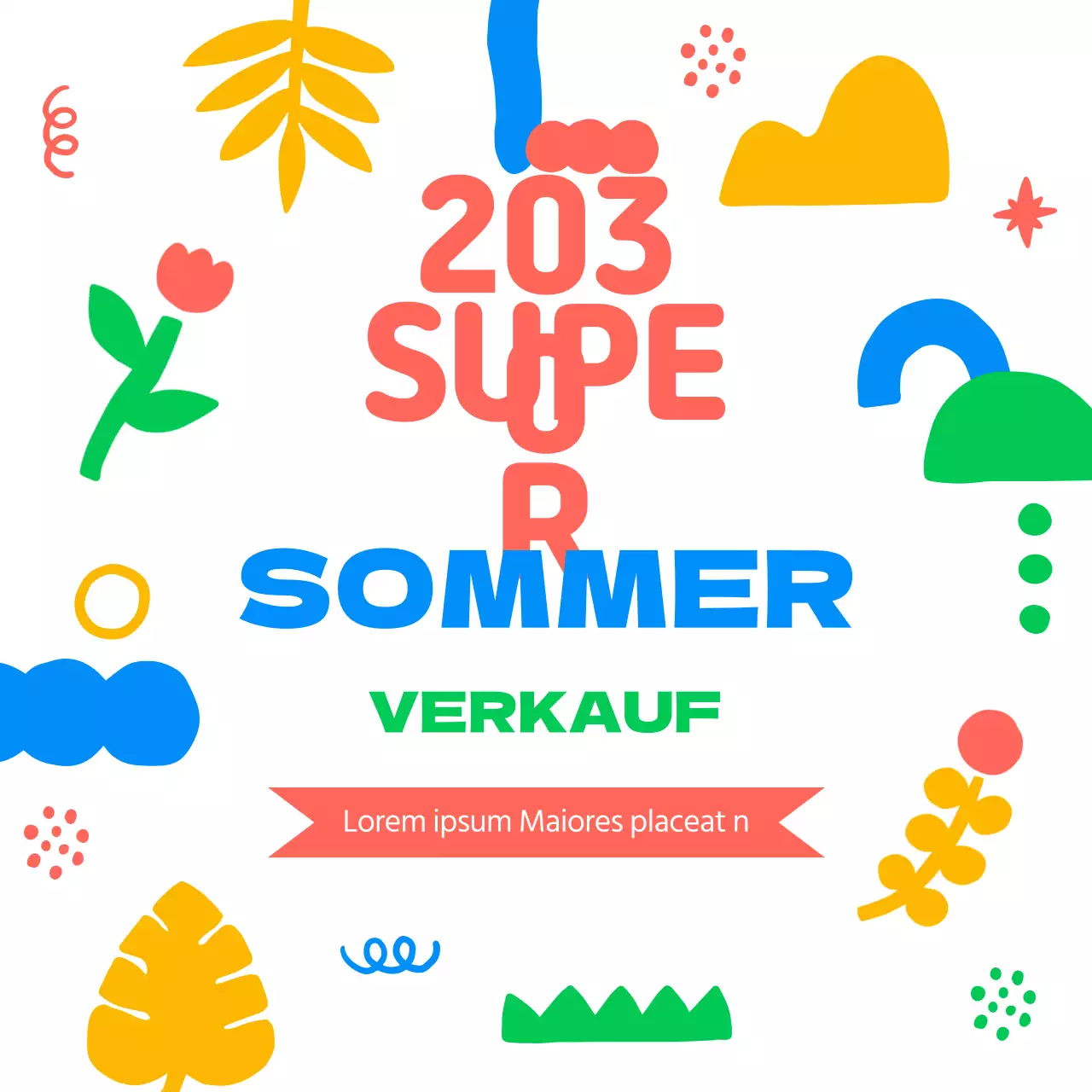 Werbung für einen Sommerschlussverkauf in Weiß und Regenbogen