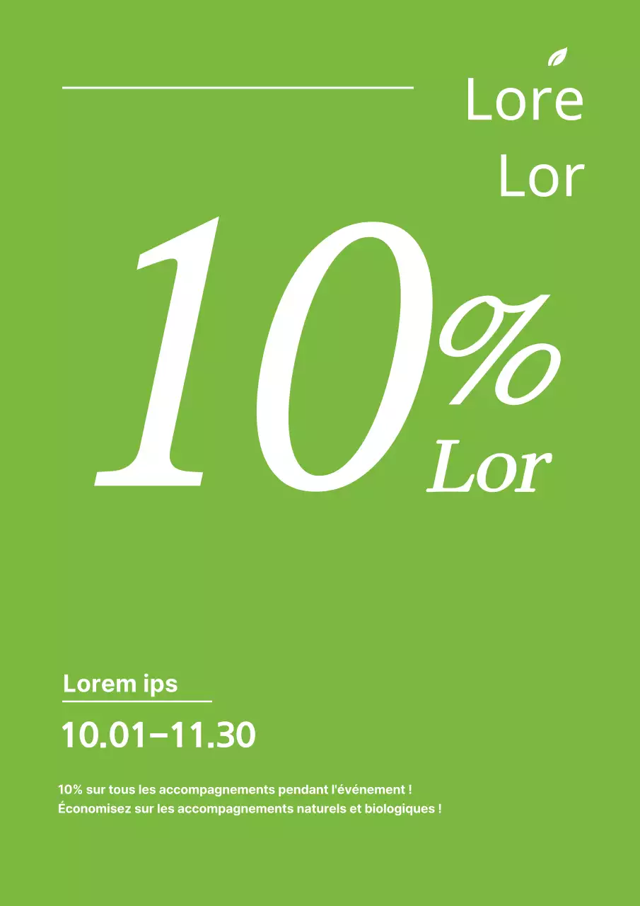 Un dépliant simple et vert pour promouvoir une vente de produits de la ferme