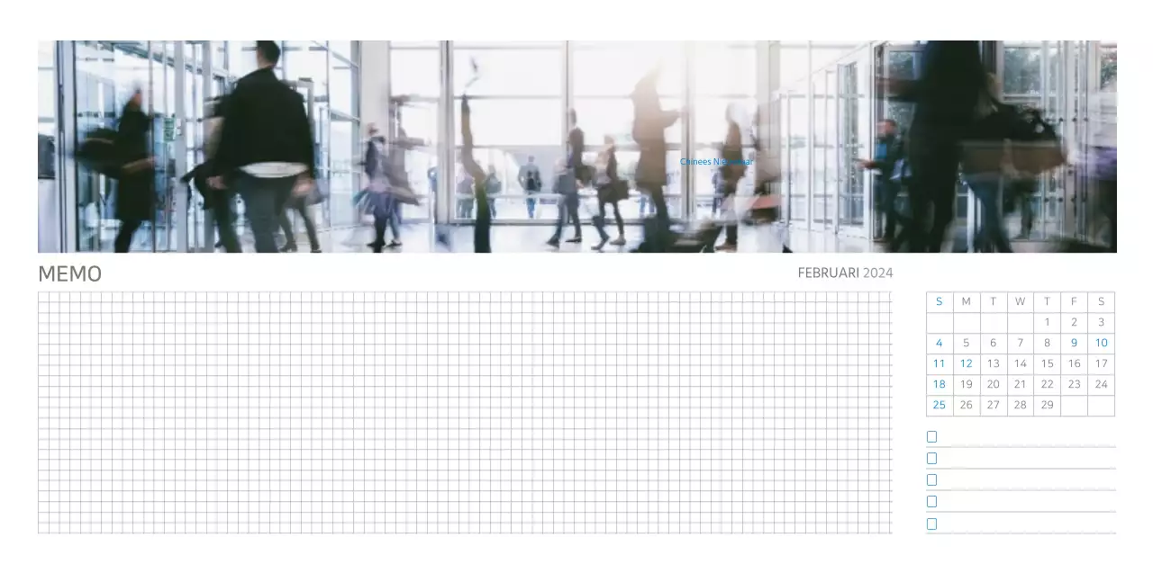 Witte en eenvoudige bureaukalender