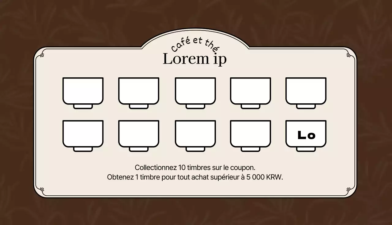 Illustration marron-abricot logo café thé coupon