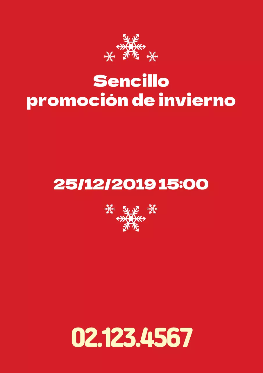 Sencillo cartel promocional vertical rojo de invierno