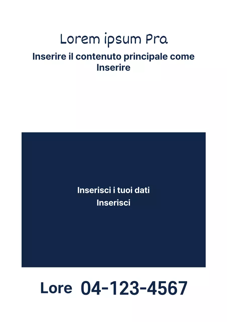 Poster dal design semplice e ricco di contenuti in blu navy e bianco