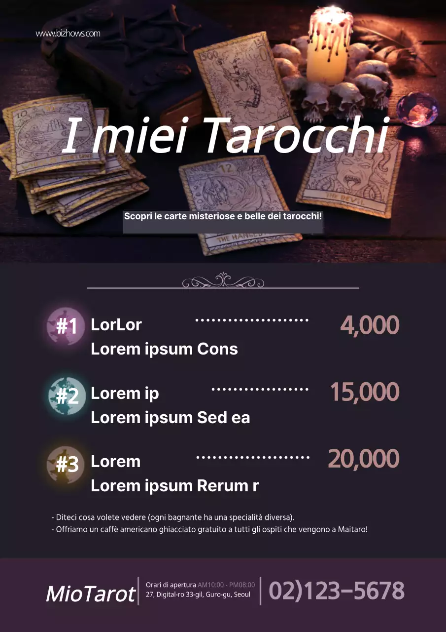 La mistica lavagna viola del menu di Tarogae