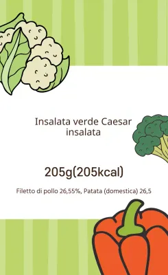 Etichetta illustrata verde arancione per insalata