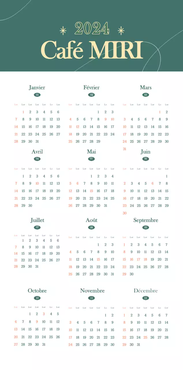 Calendrier des cafés avec recommandation de la boisson du mois