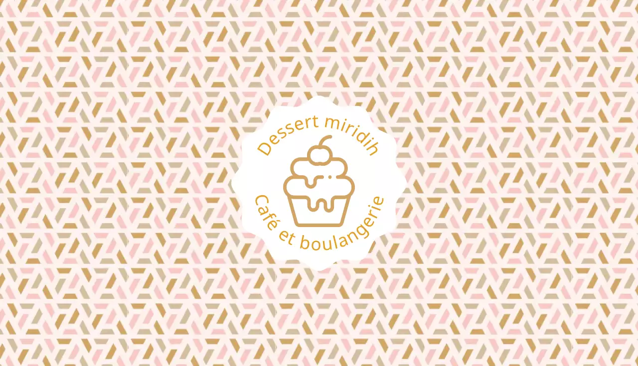 Carte de visite illustrée rose-beige pour dessert