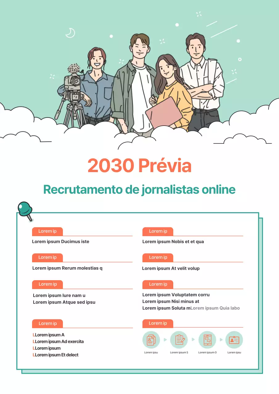 Um cartaz ilustrado, limpo, cor de menta, de anúncios de emprego na Internet