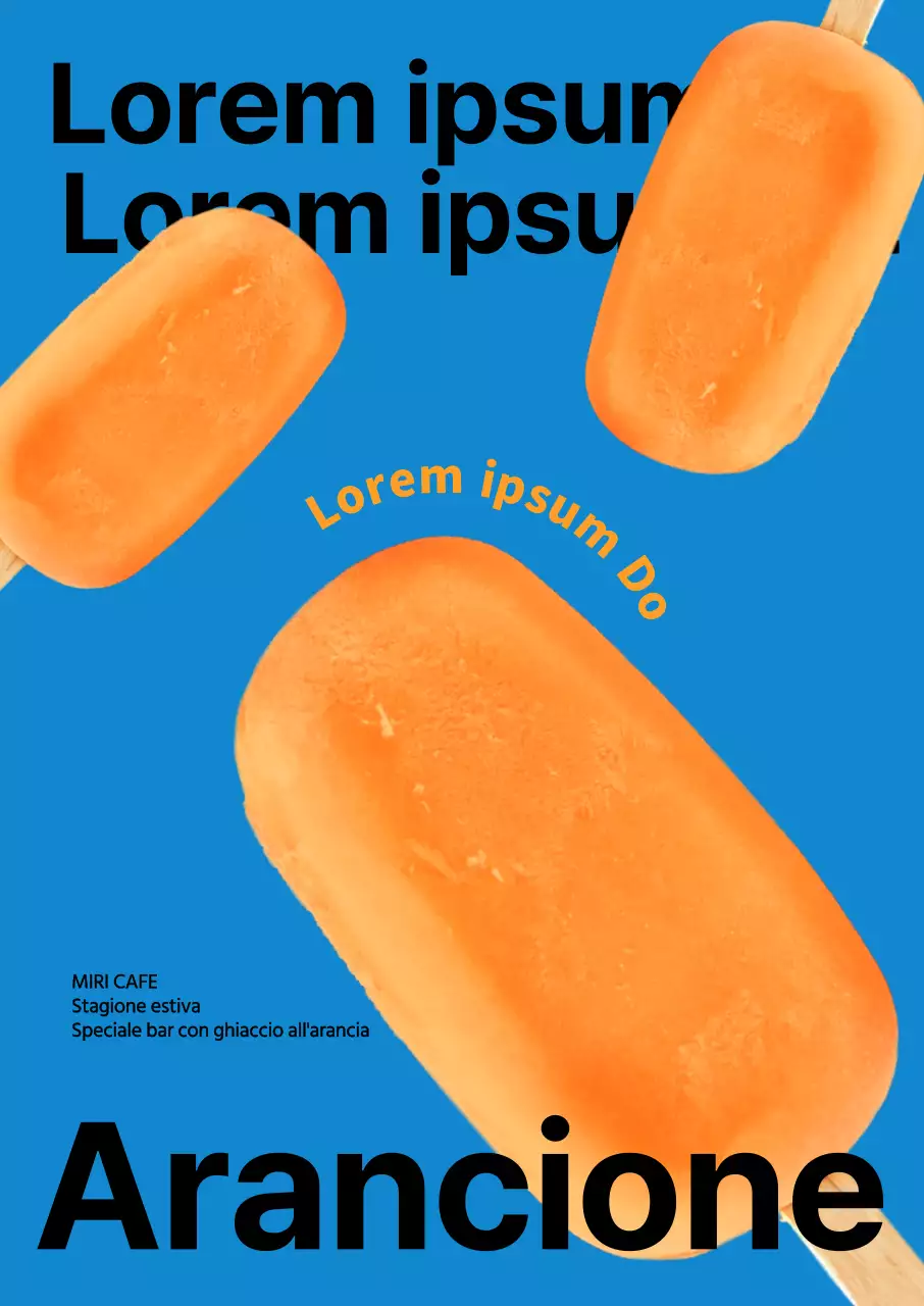 Presentazione di un menu gelato di tendenza con un fresco sfondo blu