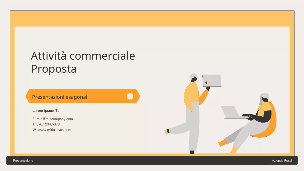 Proposta commerciale con elementi esagonali gialli