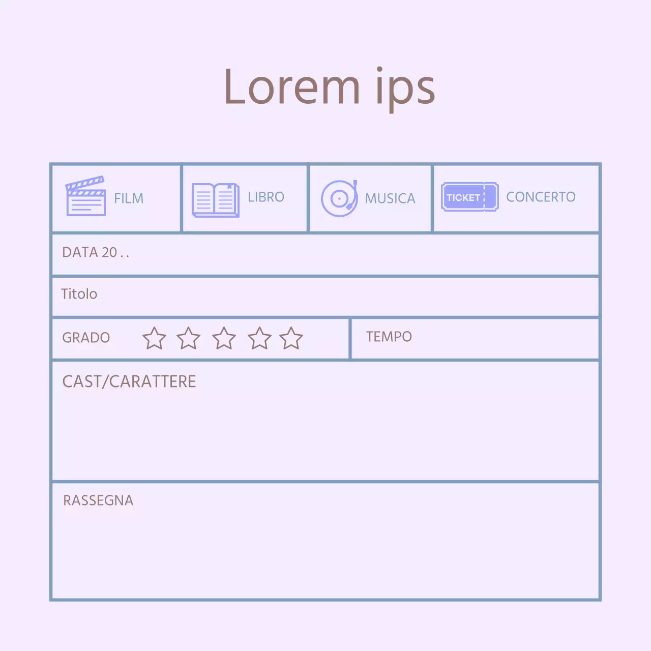Icona viola Diario di revisione semplice