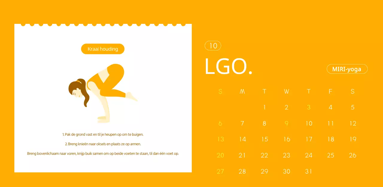 Oranje kalenders om weg te geven als je je yogastudio promoot