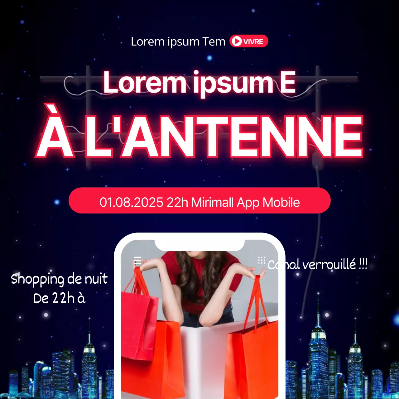 Achats tardifs de cadres de téléphone rouges et bleusLes achats en direct à l'antenne