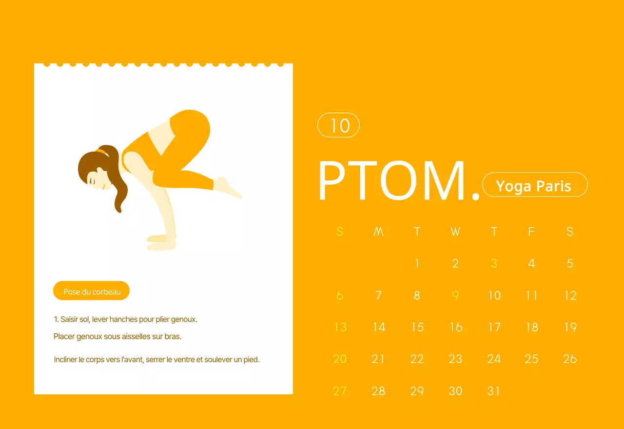 Calendriers orange à distribuer lors de la promotion de votre studio de yoga